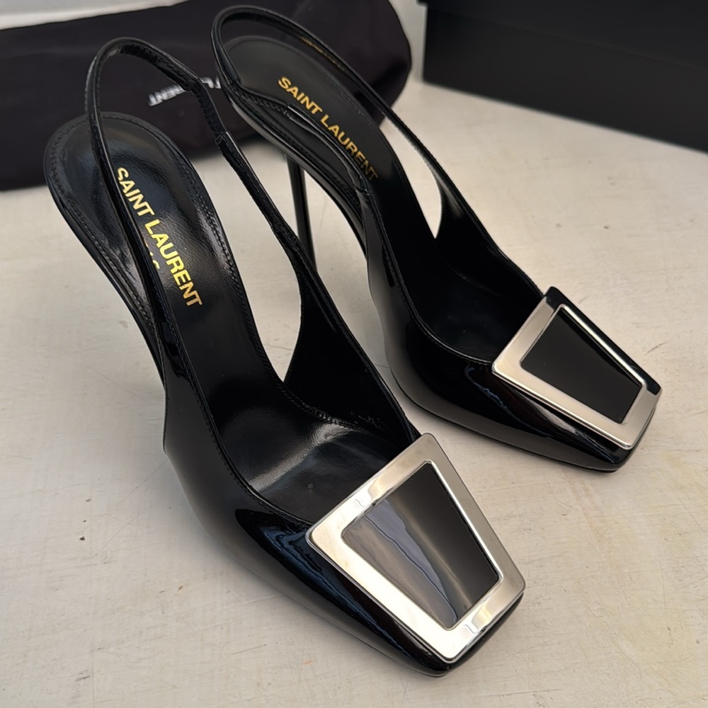 SAINT LAUREN GEORGE SS21 w box and papers BLK PATENT LEATHER IT37